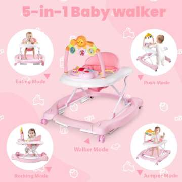Boyro Baby 5-in-1 Baby Walker, Baby Walkers for Boys Girls 6-12 Months, Foldable Activity Walker, To...