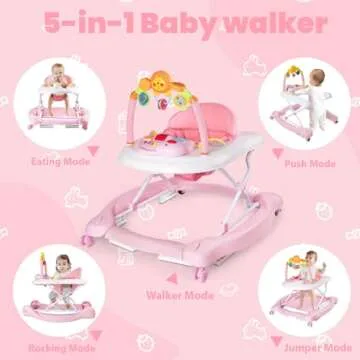 Boyro Baby 5-in-1 Baby Walker, Baby Walkers for Boys Girls 6-12 Months, Foldable Activity Walker, To...