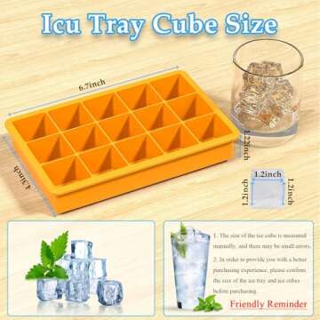 Ice Cube Tray, 3 Pack Silicone Ice Tray Easy-Release Flexible 15 Ice Cube Molds, Stackable Ice Trays...