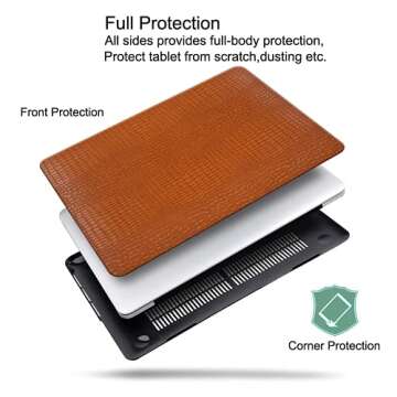 DTangLsm Fit Crocodile MacBook Pro 13 inch Case 2023 2022 2021-2016 M2 M1 A2338 A2289 A2251 A2159 A1989 A1706 A1708 with Touch Bar, Faux Vegan Leather Hard Shell Snakeskin Case & Keyboard Cover,Brown