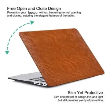 DTangLsm Fit Crocodile MacBook Pro 13 inch Case 2023 2022 2021-2016 M2 M1 A2338 A2289 A2251 A2159 A1989 A1706 A1708 with Touch Bar, Faux Vegan Leather Hard Shell Snakeskin Case & Keyboard Cover,Brown