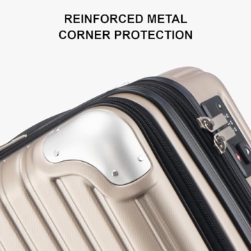 LEVEL8 Grace EXT Carry On Luggage, 20 Inch Expandable Hardside Suitcase, Abs+Pc Harshell Spinner Luggage with Tsa Lock, Spinner Wheels, Champagne, 20 Inch Carry-On