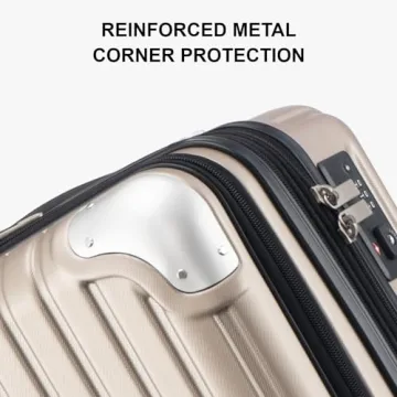 LEVEL8 Grace EXT Carry On Luggage, 20 Inch Expandable Hardside Suitcase, Abs+Pc Harshell Spinner Luggage with Tsa Lock, Spinner Wheels, Champagne, 20 Inch Carry-On