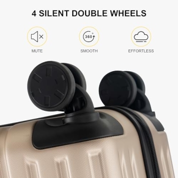 LEVEL8 Grace EXT Carry On Luggage, 20 Inch Expandable Hardside Suitcase, Abs+Pc Harshell Spinner Luggage with Tsa Lock, Spinner Wheels, Champagne, 20 Inch Carry-On