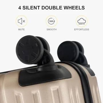 LEVEL8 Grace EXT Carry On Luggage, 20 Inch Expandable Hardside Suitcase, Abs+Pc Harshell Spinner Luggage with Tsa Lock, Spinner Wheels, Champagne, 20 Inch Carry-On