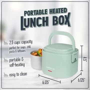 Nostalgia Portable 20-Ounce Electric Heated Lunch Box – Travel Size 2.5 Cup Capacity for Soup, Chi...