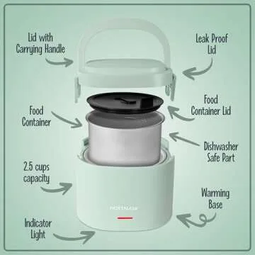 Nostalgia Portable Electric Heated Lunch Box for Warm Meals