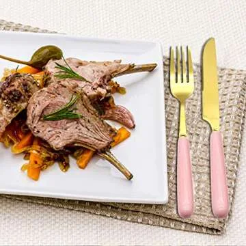 Stylish Caliamary Gold 24-piece Pink Flatware Set