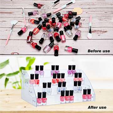 KINGROW Acrylic Nail Polish Organizer 48 Bottles of 4 Layers Display Rack Storage Essential Oils Rack Holder Jewelry Makeup Organizer