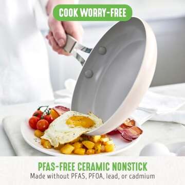GreenLife Dream 10-Piece Ceramic Nonstick Cookware Set, Pots Frying & Sauce Pans, PFAS-Free & PFOA-F...