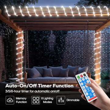 ICRGB 66FT 200LED Creative Solar Rope Lights for Outdoors