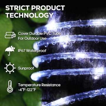 ICRGB 66FT 200LED Creative Solar Rope Lights for Outdoors