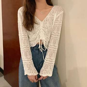 Cottagecore Blouse Crochet Top Cottagecore Clothing Grunge Fairy Clothes, Aesthetic Fairycore Clothi...