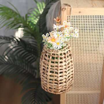 Handmade Woven Water Hyacinth Hanging Basket for Home Decor