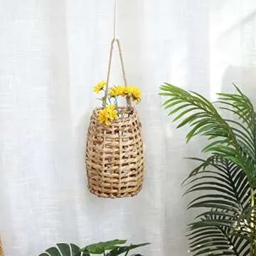 Handmade Woven Water Hyacinth Hanging Basket for Home Decor