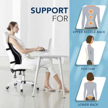 Ergonomic Lumbar Support Pillow for Office Chair & Car, Premium Memory Foam Back Cushion with Washab...