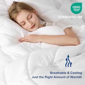 MEELUS Lightweight Comforter Duvet Insert White, All Season Blanket Breathable Comforters Queen Size...