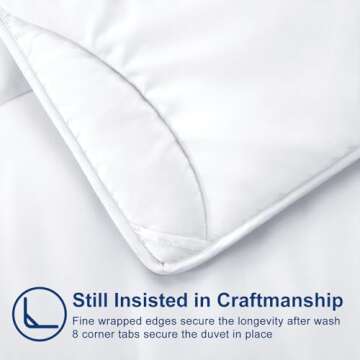 MEELUS Lightweight Comforter Duvet Insert White, All Season Blanket Breathable Comforters Queen Size, Soft Winter Warm Microfiber Summer Cooling Down Alternative Quilt with Corner Tabs, 88x88 inch