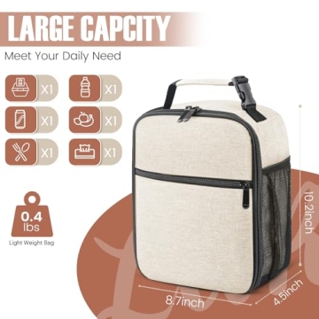 Lunch Bag for Men/Women, Reusable Lunchbox for Adult, Small Insulated Lunch box, Lunch Tote Bag for ...