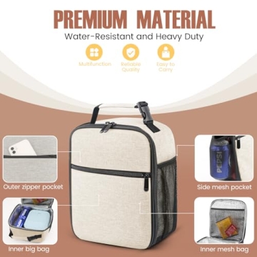 Large Capacity Insulated Lunch Bag for Work and Play