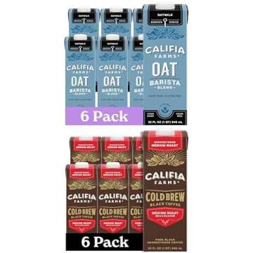 Bundle of Califia Farms Oat Barista Blend Oat Milk, 32 Oz (Pack of 6) + Califia Farms Pure Black Med...