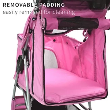 VIVO Pink 4 Wheel Pet Stroller - Foldable and Spacious