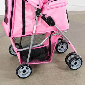 VIVO Pink 4 Wheel Pet Stroller - Foldable and Spacious