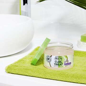 Garnier Hair Care Fructis Curl Nourish Shampoo, Conditioner, and Natural Styling Curl Treat Jelly, Nourish for Frizz Resistant Curls, Frizz Free Up to 24 Hours, Paraben Free, 1 Kit