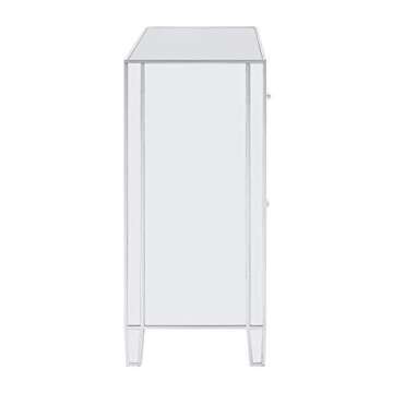 SEI FURNITURE Mirage Cabinet, Mirrored with matte silver trim.