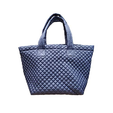CLARANY Comfortable Lightweight Large Quilted Tote bag with Pouch water repellent NAVY