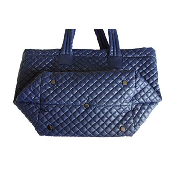 CLARANY Comfortable Lightweight Large Quilted Tote bag with Pouch water repellent NAVY
