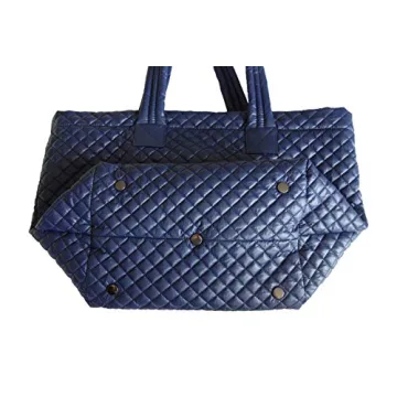 CLARANY Comfortable Lightweight Large Quilted Tote bag with Pouch water repellent NAVY