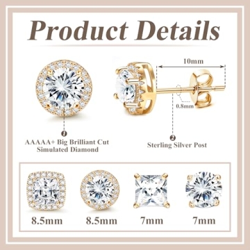 MILACOLATO CZ Stud Earrings - 18K Gold Plated & Hypoallergenic