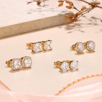 MILACOLATO CZ Stud Earrings - 18K Gold Plated & Hypoallergenic