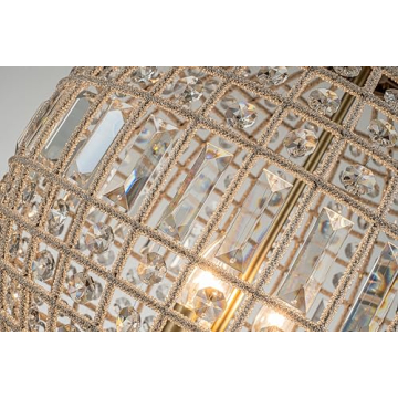 ALOADECOR 3-Light Antique Gold Globe Crystal Chandelier