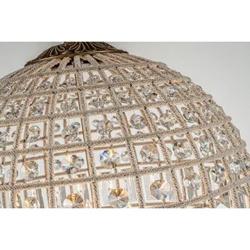 ALOADECOR 3-Light Antique Gold Globe Crystal Chandelier