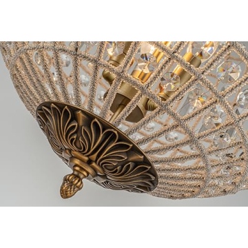 ALOADECOR 3-Light Antique Gold Globe Crystal Chandelier