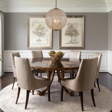 ALOADECOR 3-Light Antique Gold Globe Crystal Chandelier