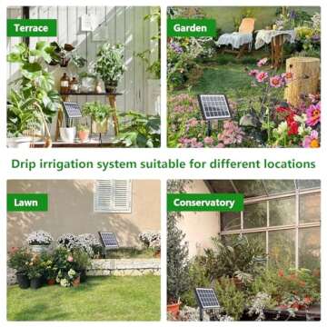 HEKIWAY Solar Drip Irrigation System, Auto Watering Kit for 15 Pots, Solar-Powered Plant Watering, 25 Timer Modes, Indoor/Outdoor Garden, Balcony & Patio Irrigation System