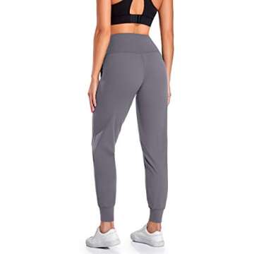 Oalka Women's Joggers High Waist Yoga Pockets Sweatpants Sport Workout Pants Light Grey XS