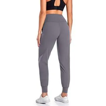 Oalka Women's Joggers High Waist Yoga Pockets Sweatpants Sport Workout Pants Light Grey XS