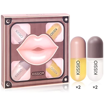 Achieve Luscious Lips with KISSIO Lip Plumper Set, 4PCS of Natural Lip Plumping Gloss and Care