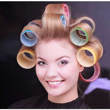 Hair Rollers, 12 Pack Self Grip Salon Hairdressing Curlers, Hair Curlers Sets, DIY Curly Hairstyle, Colors May Vary, JUMBO