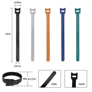 100 PCS 8 x 1/2 Inch Reusable Fastening Cable Ties White with Hook Loop Rope Holder, KOOWIN Adjustable Cord Organization Straps Management Cable Wraps Cord Wire Organizer for Home and Office