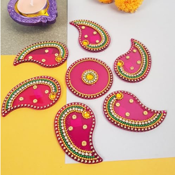 Buy ARTISENIA Handmade Pink Acrylic Diwali Rangoli