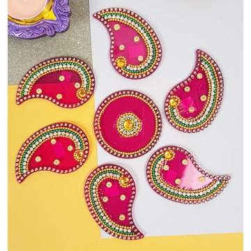 Buy ARTISENIA Handmade Pink Acrylic Diwali Rangoli