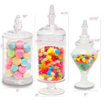 Elegant Mantello Glass Apothecary Jars Set of 3 for Home Decor