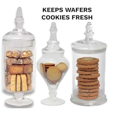 Elegant Mantello Glass Apothecary Jars Set of 3 for Home Decor