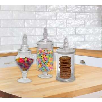 Elegant Mantello Glass Apothecary Jars Set of 3 for Home Decor