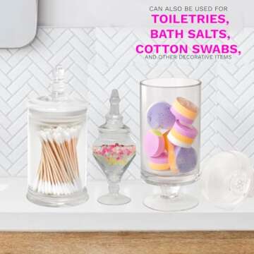 Elegant Mantello Glass Apothecary Jars Set of 3 for Home Decor